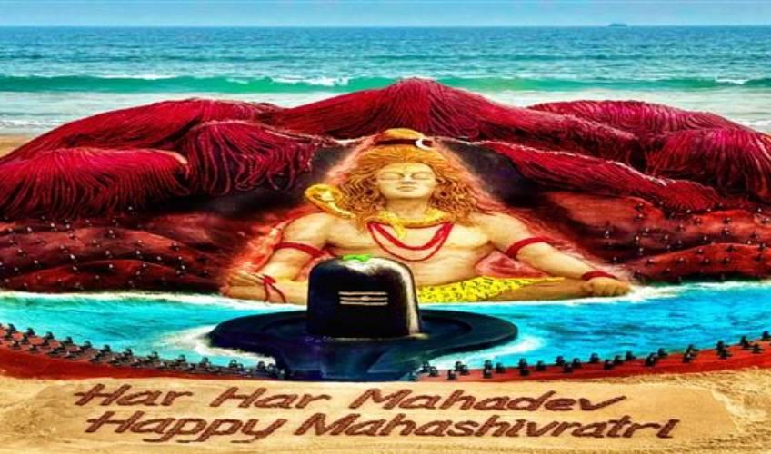 Odisha News:17000-Rudrakshas-Sudarsan-Pattnaiks-Sand-Marvel-Greets-Devotees-on-Mahashivaratri