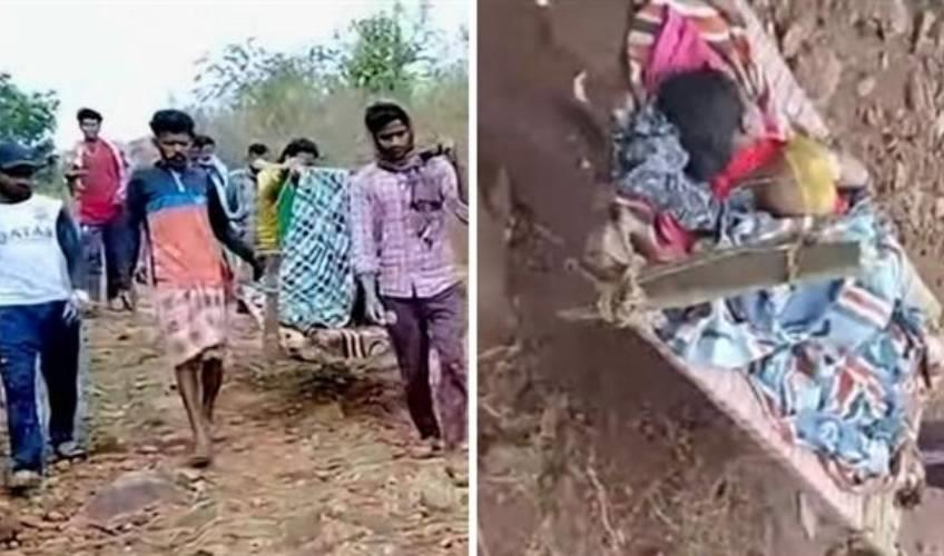 Odisha News:Roadless--Forsaken-Nabarangpurs-Stretcher-Shame