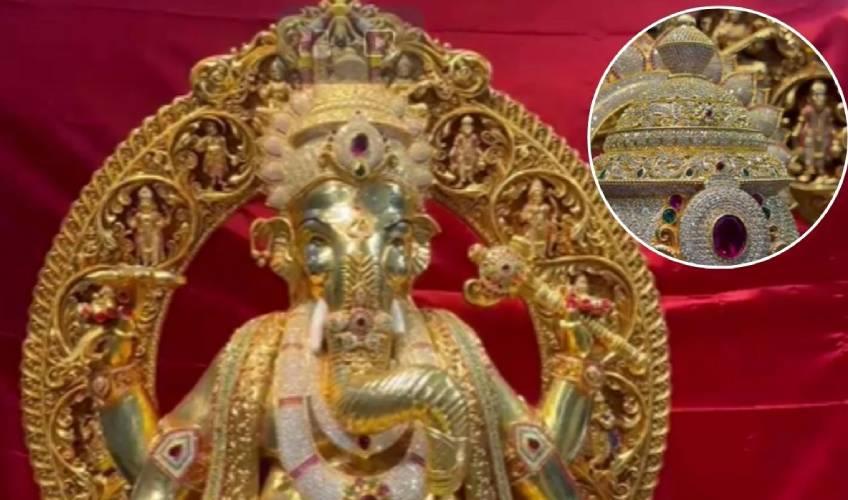Odisha News:Sparkling-Marvel-Hyderabads-Lichi-Ka-Raja-Shines-with-Gold-and-Diamonds